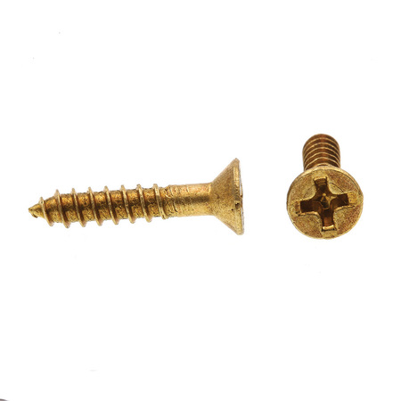 Prime-Line Wood Screw, Flat Head, Phillips Drive #6 X 3/4in Solid Brass 25PK 9034615
